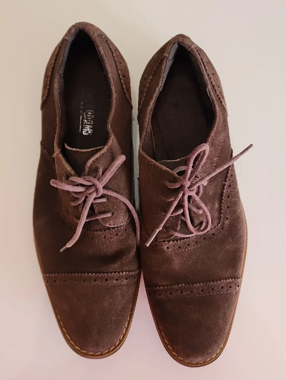 Men's Stacy Adams Brown Suede Wingtip Oxford Dress Shoes
